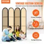 4 Panel Room Divider, Hand-Woven Rattan Folding Privacy Screens with Hinges, Portable Partition Room Dividers, Wooden Freestandi