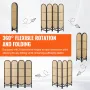 4 Panel Room Divider, Hand-Woven Rattan Folding Privacy Screens with Hinges, Portable Partition Room Dividers, Wooden Freestandi
