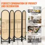 4 Panel Room Divider, Hand-Woven Rattan Folding Privacy Screens with Hinges, Portable Partition Room Dividers, Wooden Freestandi