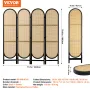 4 Panel Room Divider Hand-Woven Rattan Foldende