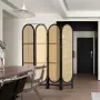 4 Panel Room Divider Hand-Woven Rattan Foldende