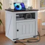 Farmhouse End Table Square Night Stand med USB -porte og