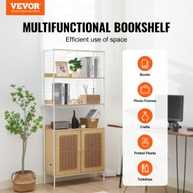 Rattan boghylde stige hylde med 2 døre rektangel