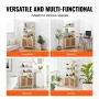Rattan Bookshelf, Ladder Shelf with 2 Doors, Rectangle Freestanding Open Storage Bookcase Rack Organizer, Storage Display Shelve