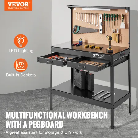 Multifunktionel arbejdsbænk 48x24 "med pegboard
