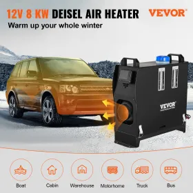 8KW Diesel Air Heater, Diesel Parking Heater, All in One 12V Truck Heater, One Outlet Hole, with Black LCD Switch, Fast Heating