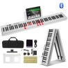 88 Key Folding Keyboard Piano Portable Foldable Piano Bluetooth MIDI White