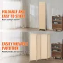 4 Panel Room Divider, Bamboo Hand-Woven Folding Privacy Screens with Hinges, Portable Partition Room Dividers & Freestanding Wal