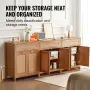 Rattan Cabinet, Set of 3, Rattan Storage Cabinet with 6 Magnetic Doors and 3 Drawers, Sideboard Buffet Cabinet with Adjustable S