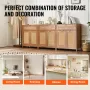 Rattan Cabinet, Set of 3, Rattan Storage Cabinet with 6 Magnetic Doors and 3 Drawers, Sideboard Buffet Cabinet with Adjustable S