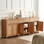 Rattan Cabinet, Set of 3, Rattan Storage Cabinet with 6 Magnetic Doors and 3 Drawers, Sideboard Buffet Cabinet with Adjustable S