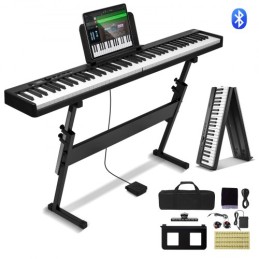 88 Key Folding Keyboard Piano Portable Foldable Bluetooth MIDI with Stand