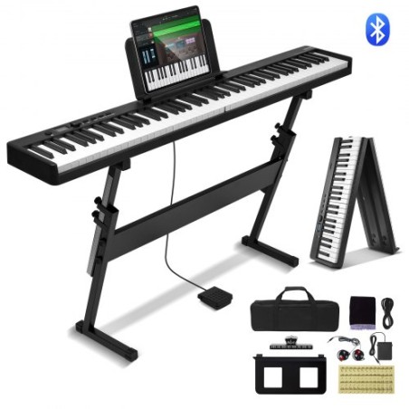 88 Key Folding Keyboard Piano Portable Foldable Bluetooth MIDI with Stand