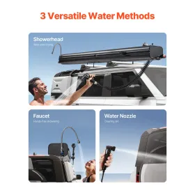 Roof Rack Water Tank, 8 Gal, Multi-Dispensing Outdoor Tank with 2 Splash-Guard Panels & T-slot, High-Capacity Aluminum Tank with