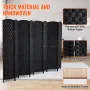 8 Panel Room Divider, Hand-Woven Folding Privacy Screens with Hinges, Portable and Freestanding Partition Room Dividers and Wall