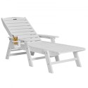 Outdoor Chaise Lounge Chair Adjustable Patio Reclining Bench Lounger White