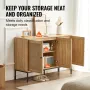 Rattan Cabinet, Rattan Storage Cabinet with 3 Magnetic Doors and Adjustable Shelves, Sideboard Buffet Cabinet for Hallway, Entry