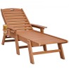 Outdoor Chaise Lounge Chair Adjustable Patio Reclining Bench Lounger Brown