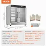 Hot Box Food Warmer, 5-Tier Concession Warmer with Water Tray, 5 Pans, Glass Double-door and Adjustable Shelves, Stainless Steel