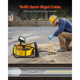 Sewer Camera 50m 4.3-inch Duct Camera with 6 Adjustable LEDs 16GB Card