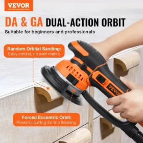 Random Orbital Sander 6'' Dual-Action Sander 10 PCS Sandpapers 6 Speeds