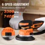 Random Orbital Sander, 6-Inch DA & GA Dual Action Orbital Sander, 850W 7400PRM 6 Variable Speed Electric Palm Sander with 10PCS 