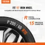 Wheel Rim Cover Hubcaps, 15 in Diameter, Sturdy & Durable Scratch-Resistant Hubcap with Snap & Valve Nozzle Hole, ABS & PC Hubca