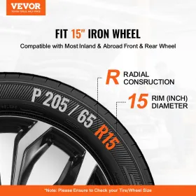 15 "Wheel Rim Cover Hubcaps Sæt med 4 Robust Hubcap til al vejrforbrug