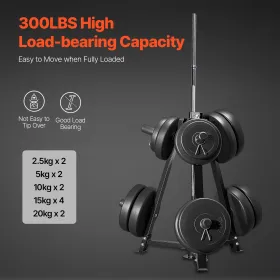 Weight Plate Rack, Weight Plate Tree for 2-Inch Weight Plates, Standard Weight Plate Tree, 300 lbs Load Capacity Weight Storage 