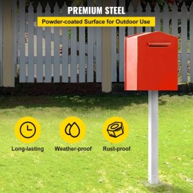 Mailbox Post, 43 "High Mailbox Stand, White Powder-Coated Mail Box Post Kit, Q235 Steel Post Stand Surface Mount Post til"