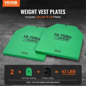 Weight Vest Plates, 19.75 LB Pairs, Premium Steel Weighted plates, Contoured Ergonomic Fit – WODs, Additional Weight for Weight 
