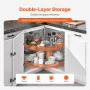 31.5" Kidney Shaped Chrome Corner Organizer, 360° Rotatble Kitchen Base Cabinet Blind Corner, 2 Tier Height Adjustable Storage R