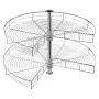 31.5" Kidney Shaped Chrome Corner Organizer, 360° Rotatble Kitchen Base Cabinet Blind Corner, 2 Tier Height Adjustable Storage R