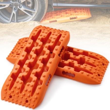 2PCS Traction Boards with PP for Mud Snow Sand Storage Bag Short Orange