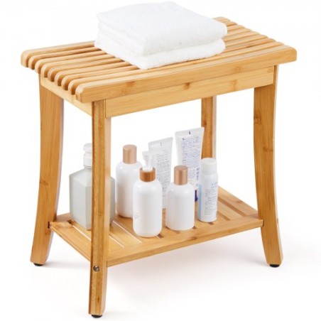 Bamboo Shower Bench 19.1 x 11.3 x 18.3 in Shower Stool Chair for Bathroom