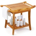 Teak Shower Bench 22 x 14.4 x 18.5 in Wood Shower Stool Chair for Bathroom