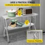 Commercial Worktable Workstation 121.9x61 cm Folding Commercial Prep Table, Heavy-duty Stainless Steel Folding Table with 350.2 