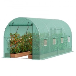 Walk-in Tunnel Greenhouse 14.6x6.36x6.3ft galvaniseret ramme PE-dækning Green