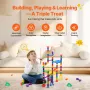 Marble Run Set, 110 Piece Marble Maze Building Block Brain Game, with 10 Glow in the Dark Marbles + 20 Glass Marbles, Educationa