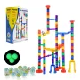 Marble Run Set, 110 Piece Marble Maze Building Block Brain Game, with 10 Glow in the Dark Marbles + 20 Glass Marbles, Educationa
