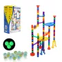 Marble Run Set, 110 Piece Marble Maze Building Block Brain Game, with 10 Glow in the Dark Marbles + 20 Glass Marbles, Educationa