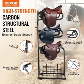 Freestanding Saddle Stand 3 Tiers English and Western Saddle Rack