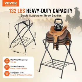 Folding Saddle Rack, 28 x 19 x 37.5 in, 2 Packs Freestanding Horse Saddle Stand, Portable Horse Blanket Holder, Heavy Duty Steel