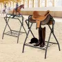 Folding Saddle Rack, 28 x 19 x 37.5 in, 2 Packs Freestanding Horse Saddle Stand, Portable Horse Blanket Holder, Heavy Duty Steel