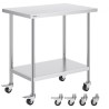Stainless Steel Work Table Commercial Prep Table 24x36 Inch With 4 Casters