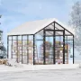 Polycarbonate Greenhouse, 8 x 10 Ft, Outdoor Greenhouse with 2 Vent Windows, Pavilion Styled Greenhouse with Hinged Door, Alumin