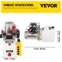 Hydraulic Pump Double Acting Hydraulic Power Unit Double Solenoid Hydraulic Power Pack 12V DC Hydraulic Power Pump with 4.5Liter
