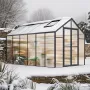 Polycarbonate Greenhouse, 8 x 12 Ft, Outdoor Greenhouse with 2 Vent Windows, Pavilion Styled Greenhouse with Hinged Door, Alumin