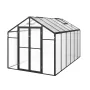 Polycarbonate Greenhouse, 8 x 12 Ft, Outdoor Greenhouse with 2 Vent Windows, Pavilion Styled Greenhouse with Hinged Door, Alumin