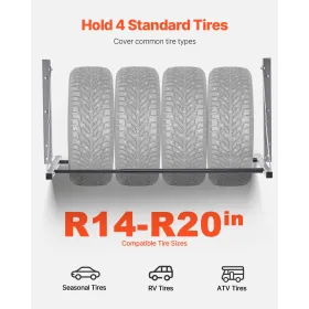 Vægmonteret foldet dækstativ 32 "- 48" Justerbart opbevaringsstativ til garage